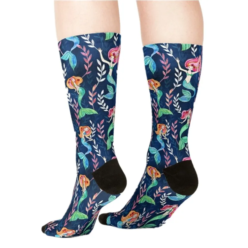 

2021 Women's socks kawaii lobsters Red on Navy Printed Socks Woman harajuku Happy Funny Novelty cute girl gift Socks for women