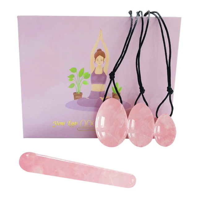 Oeuf Yoni en Quartz Rose naturel, œufs de Jade pour femmes, exercice Kegel, muscles vaginaux, boule de serrage, masseur de Jade, œufs Kegel en cristal 15
