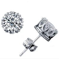 luxury rhinestone crystal stud earrings elegant round geometric earring for women accessories jewelry girl gif