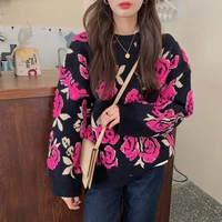 new 2020 autumn winter womens sweaters pullovers warm korean embroidery floral vintage wild lady jumpers