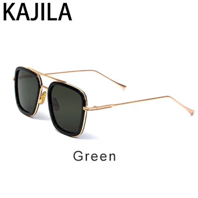 Green Lentes Tony Stark Солнцезащитные очки Мужские брендовые дизайнерские ретро квадратные стимпанк Железный человек солнцезащитные очки для женщин UV400 очки - Цвет линз: Green