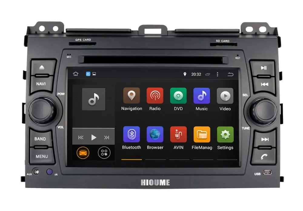 HIOUME Android 7 1 автомобильный DVD плеер GPS навигация для Toyota Prado Land Cruiser 120 2003 2009 с радио BT