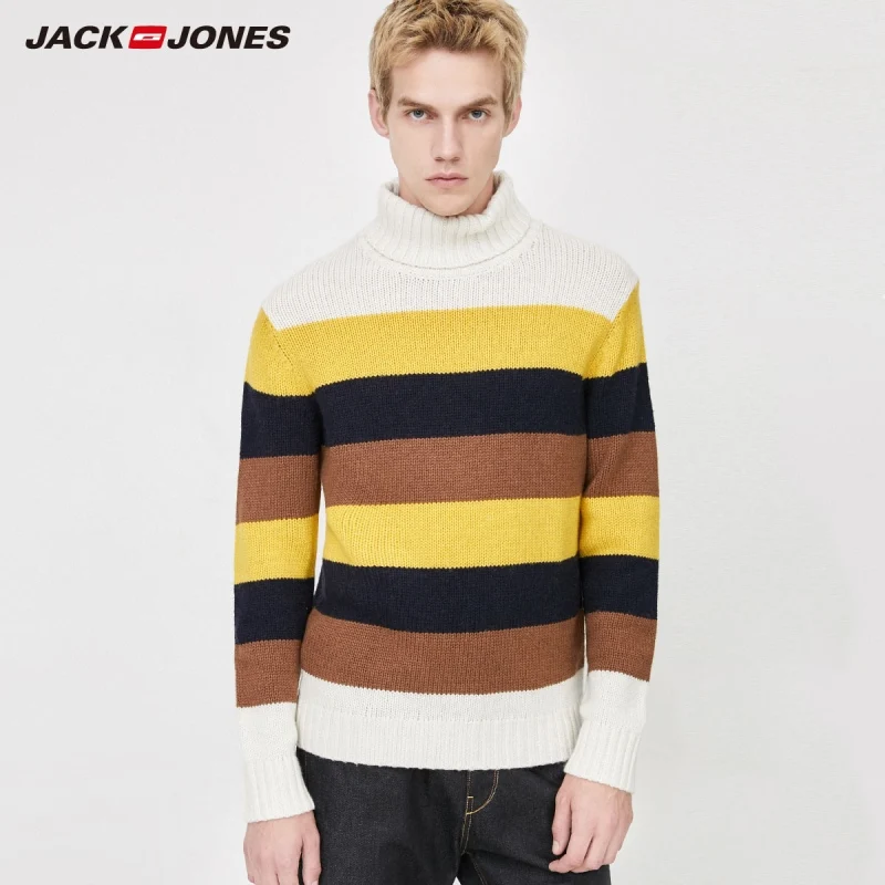 JackJones Для мужчин в контрастную полоску с высоким горлом элегантный дизайн шерстяной свитер Для мужчин Клянемся | 219425508 от AliExpress RU&CIS NEW