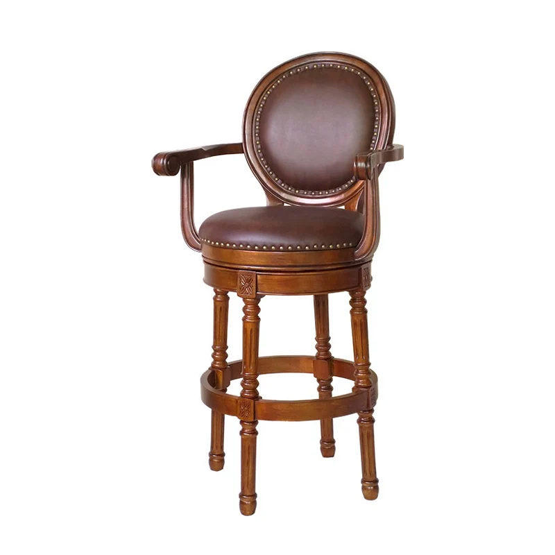 Американский барный стул столешница из цельного дерева Европейский ретро