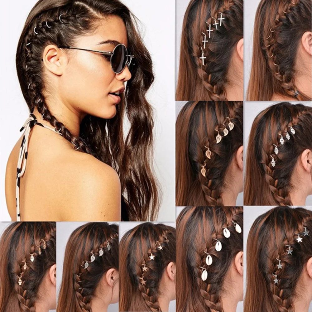 80pcs/set Decorative Hard Tool Head Wearing Polished Jewelry Dressing Hair Copper Accessory Braid Rings Pendants Manual Party | Украшения и