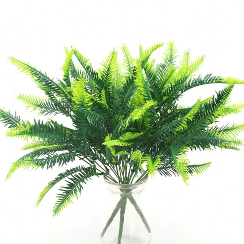 

7 Fork Artificial Plants Eucalyptus Grass Plastic Ferns Green Leaves Fake Flower Plant Wedding Home Decoration Table Decors