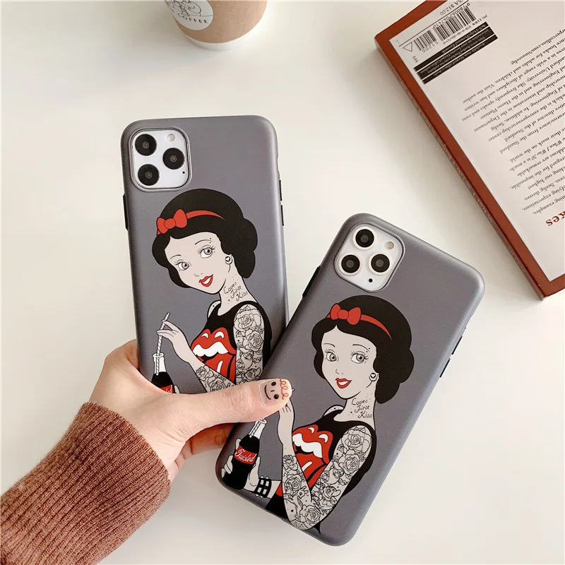 Tattoo girl princess matte soft case for iphone 11 Pro xs max x xr 11Pro drink cute phone cover 7 8 6 6S Plus coque |
