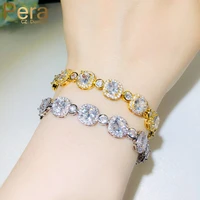 pera trendy bling square cubic zirconia yellow gold chain tennis bracelets bangle for women fashion brand jewelry gift b172