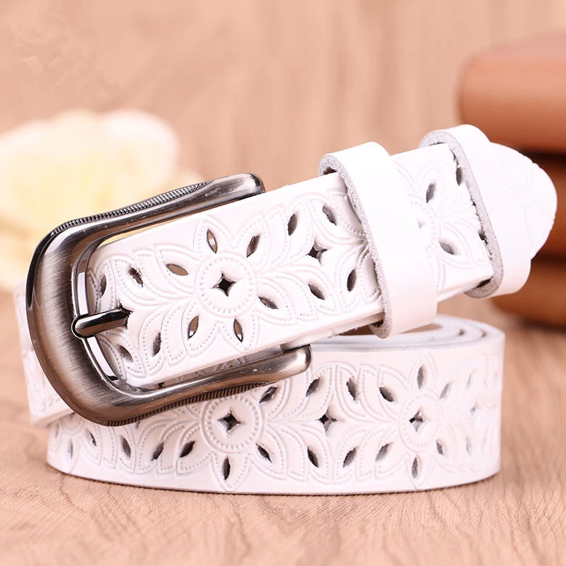 

Genuine Leather Belts for Women Second Layer Cowskin Woman Belt Vintage Pin Buckle Strap Jeans