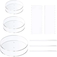 1set acrylic round cake dishes tool cake discs circle base boards with center hole comb scrapers dowel rod diy baking supplies