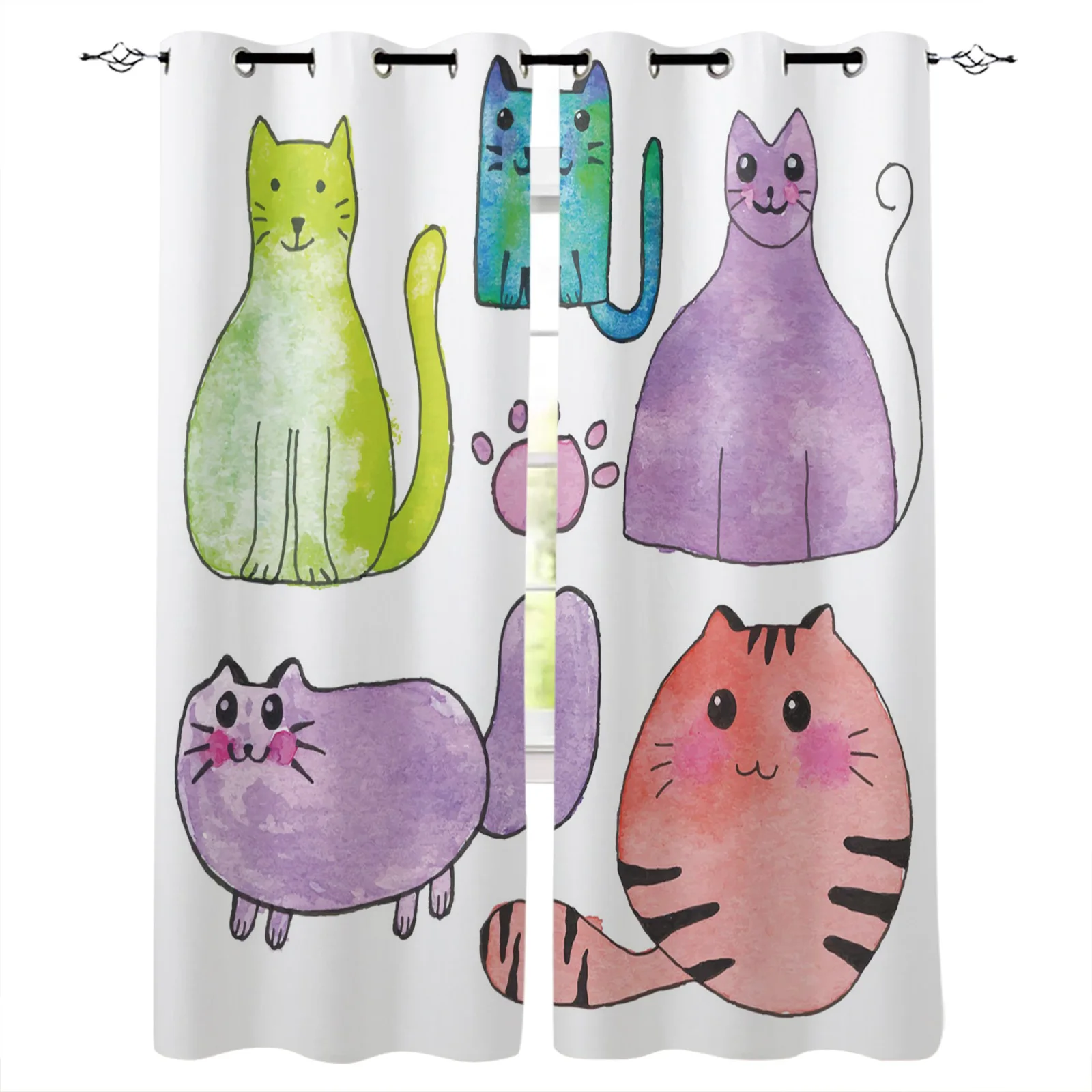 

Занавески для гостиной s Мультяшные Животные Кошки Домашние животные затемняющие занавески для спальни эркера декоративная затеняющая тка...