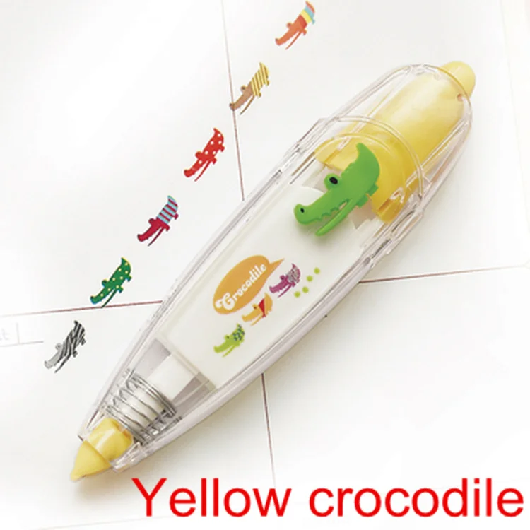 Yellow crocodile Новая кружевная Корректирующая лента с изображением милых животных, ленты для букв, книг, сделай сам, corretivo escolar fita, канцелярские принадлежности, школьные принадлежности 6562 - Цвет: Yellow crocodile