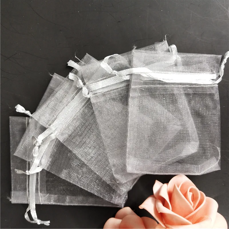 50 шт., 7x9, 9x12, 10x15, 13x18 см, сумка-саше из органзы, упаковка для ювелирных изделий, сумки для украшения свадебной вечеринки, сумки для подарков, 6Z - Цвет: gray
