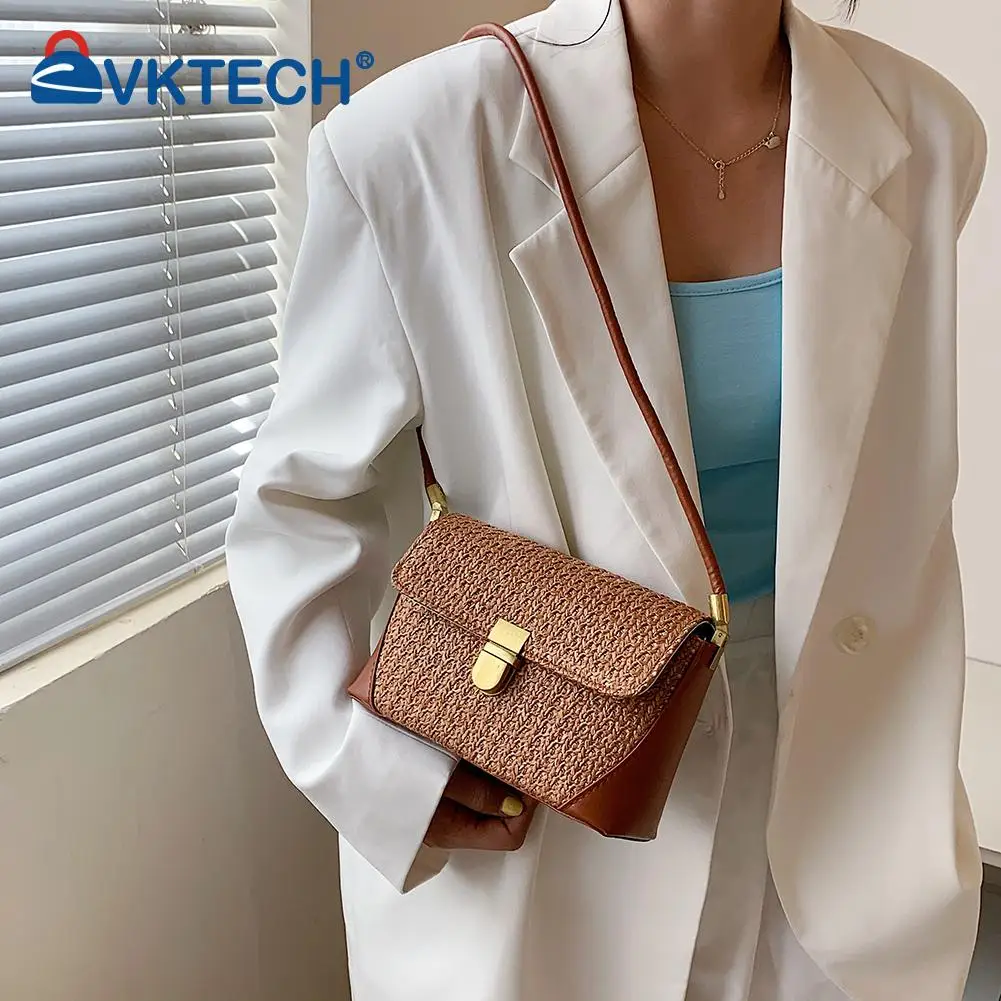 

2021 Shoulder Bags Casual Handbags Women Casual PU Leather Woven Patchwork Underarm Bag Fashion Small Flap Handbags