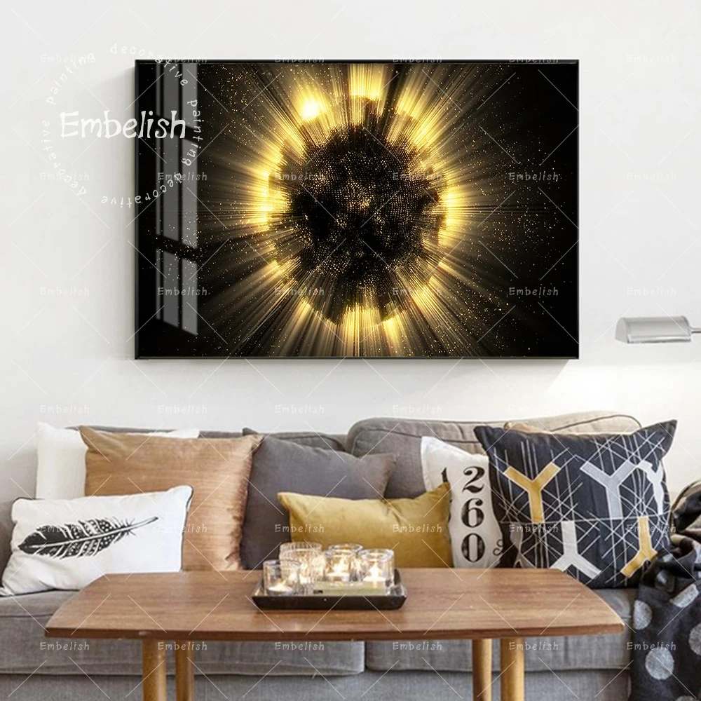 

Embelish 1 Pieces Golden Light Abstract Posters Landscape Wall Art Posters For Living Room Modern Home Decor Canvas Paintings