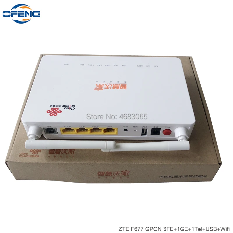 Бесплатная доставка F677 ont zte gpon onu английская прошивка 3FE + 1GE 1Tel USB Wifi та же функция