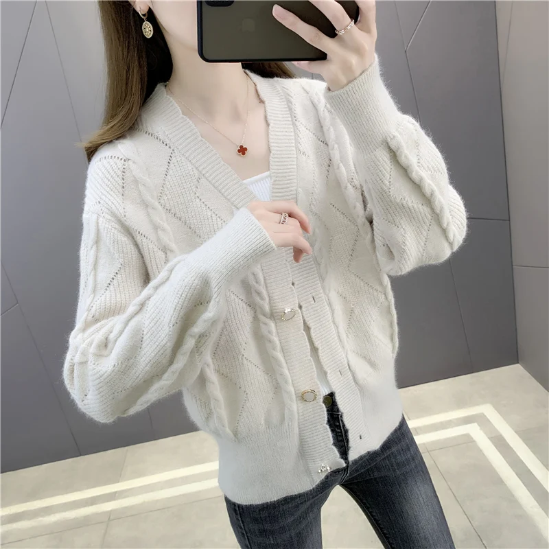 Номер 209785 6 рядов 5 】 make V получается под однотонный кружевной вязаный кардиган 49