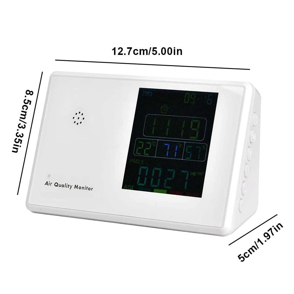 

Air Quality Tester Multifunctional Air Gas Detector Humidity Temperature CO2 TVOC Formaldehyde PM2.5 PM10 Tester for Office
