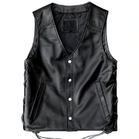 motorcycle mans vest cowhide real leather riding mens waistcoat vest reflection skull pattern sleeveless coat genuine leather