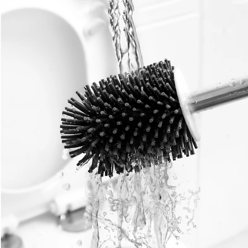 

Toilet Brush with Holder No Dead Ends Decontamination Stainless Steel Handle Soft Wool Square Bottom Toilet Cleaning Brush Set