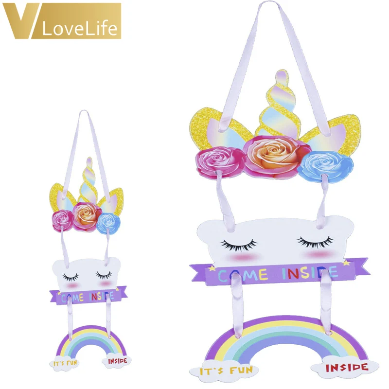 Блестящий Единорог дверной знак подвесной подарок волшебное Радужное украшение