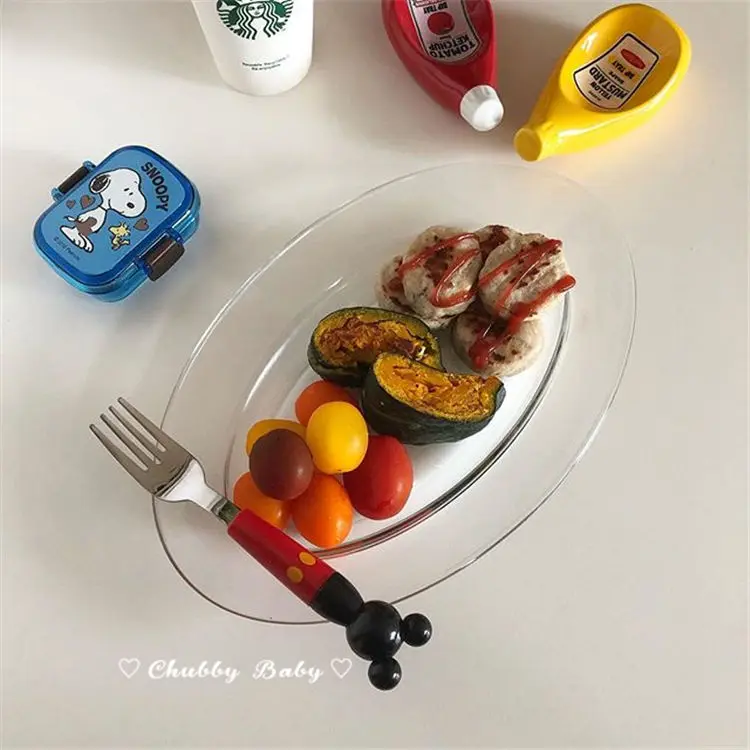 Korea Ins Cartoon Cute Shape Fork Spoon Tableware Set Student Portable Dinner Forks and | Дом и сад
