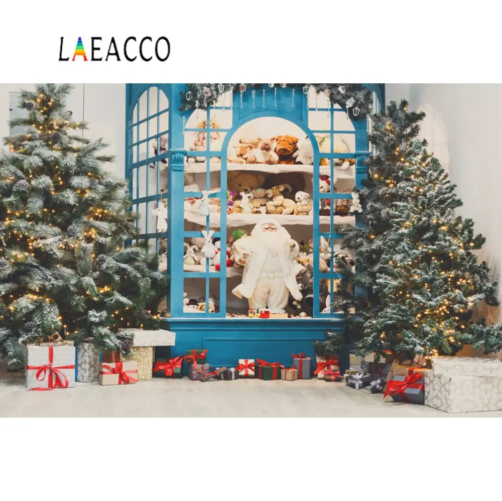 Laeacco фон для фотосъемки Рождественская елка Санта Клаус игрушечные медведи