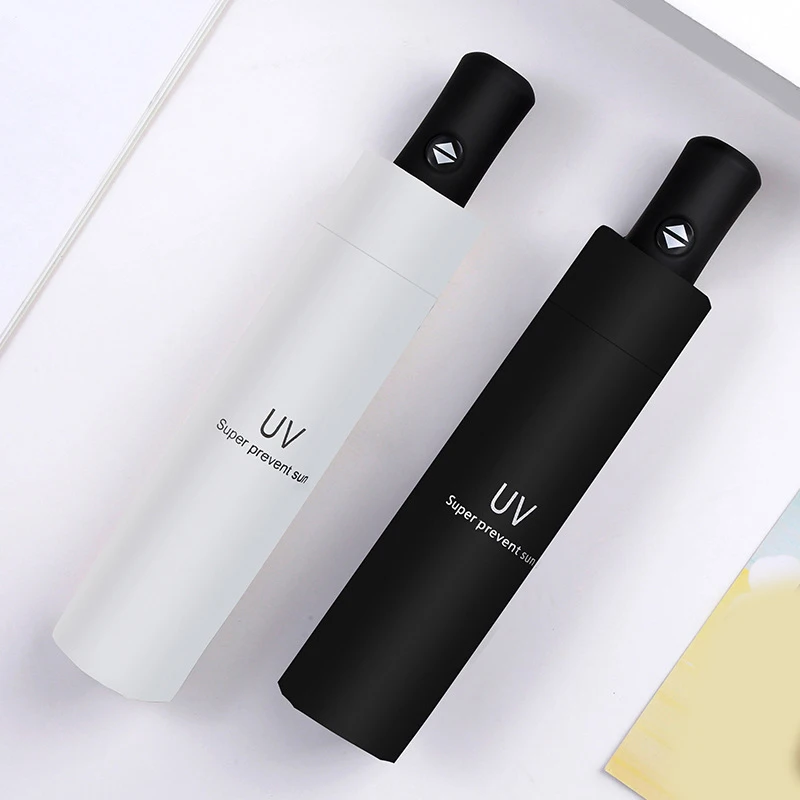 

UV Vinyl Sun Umbrella Dual-Use Folding Umbrellas Solid Color Automatic Umbrella Sunscreen Ultraviolet-Proof Parasol