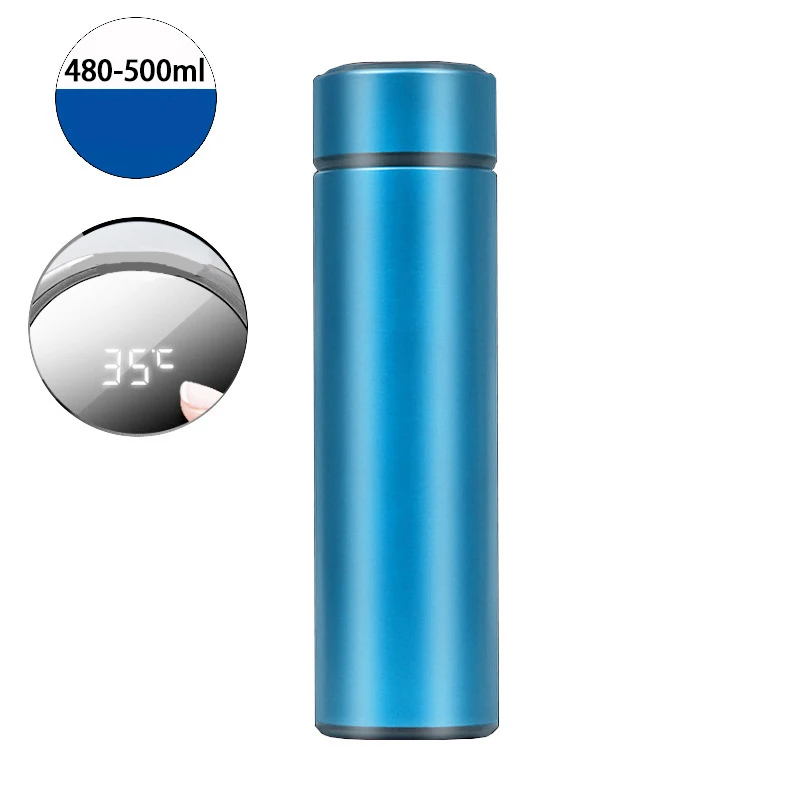 light blue Модная умная Термокружка с температурным дисплеем из нержавеющей стали, термобутылка для воды с ЖК-сенсорным экраном, водонепроницаемая Вакуумная чашка - Цвет: light blue