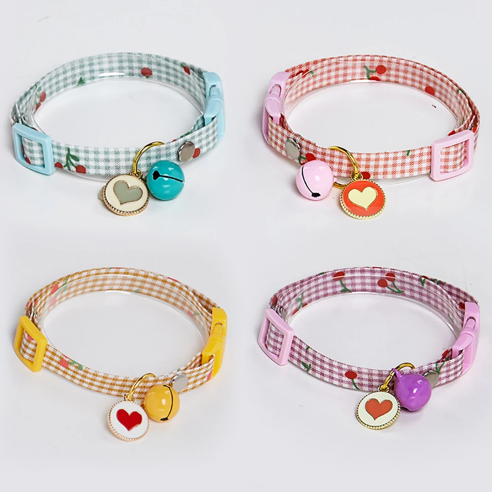 

Nylon Kitten Collar with Bell Pet Cat Collars Breakaway Adjustable Cat Dog Rabbit Collar Candy Color Puppy Collar Pets Supplies