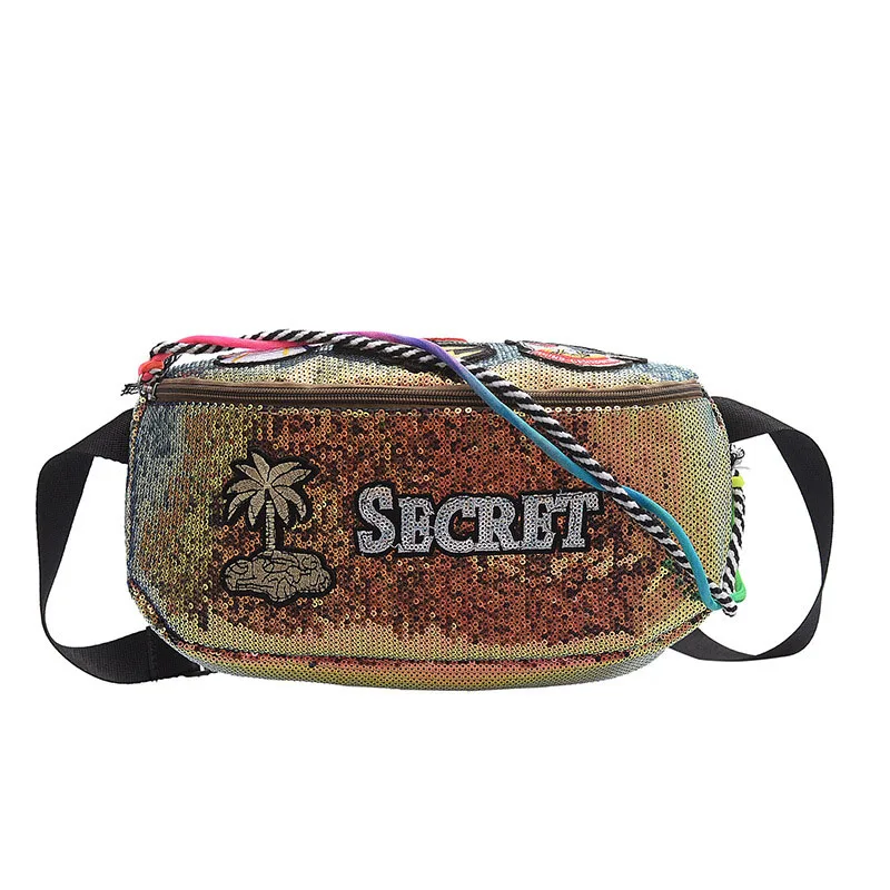 5 Waist pack JZYZQBX Женская поясная сумка с блестками, поясная сумка, сумка формы «банан», Большая вместительная сумка для груди, водонепроницаемая сумка из искусственной кожи, поясная сумка - Цвет: 5 Waist pack