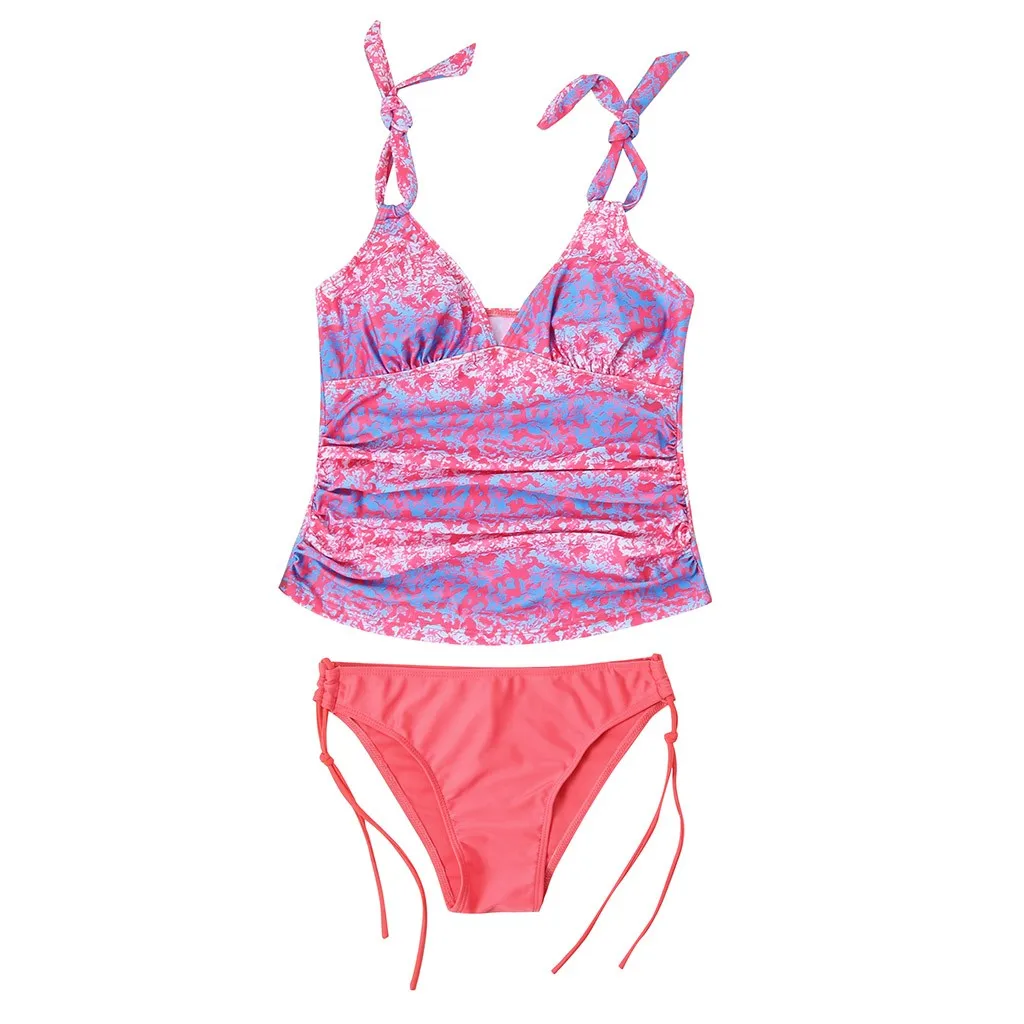 

Maternity Tankini Women Print Strappy Bandage Swimsuit Hanging Neck Bikinis Solid New Fashion Swimsuit Bikinis Pregnant Swimwear