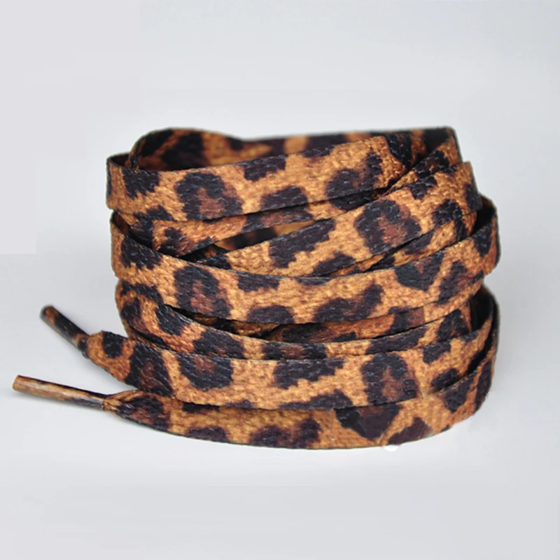 1 Pair Newest Classic Leopard Print Shoelaces Fashion Flat Laces Applicable to all kinds of shoes Free Shipping