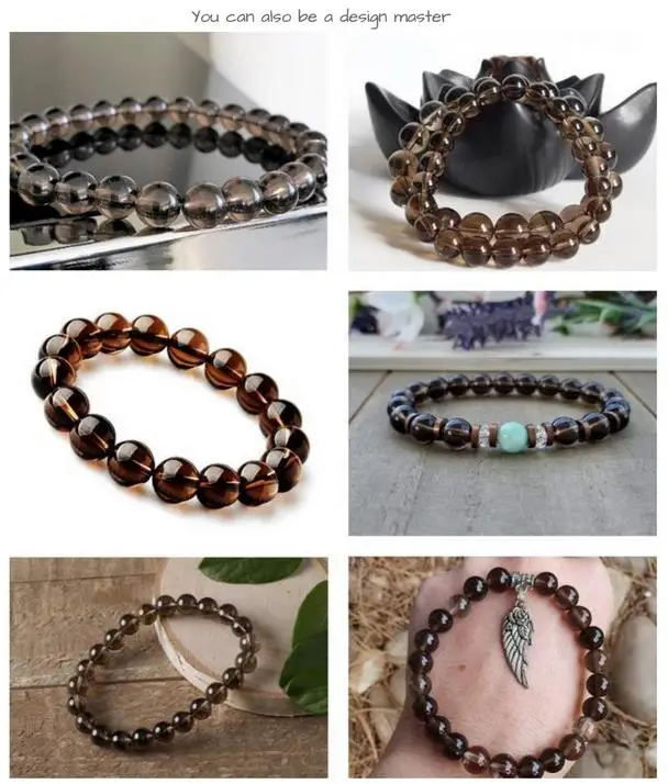 Круглые коричневые дымчатые бусины класса ААА для изготовления ювелирных