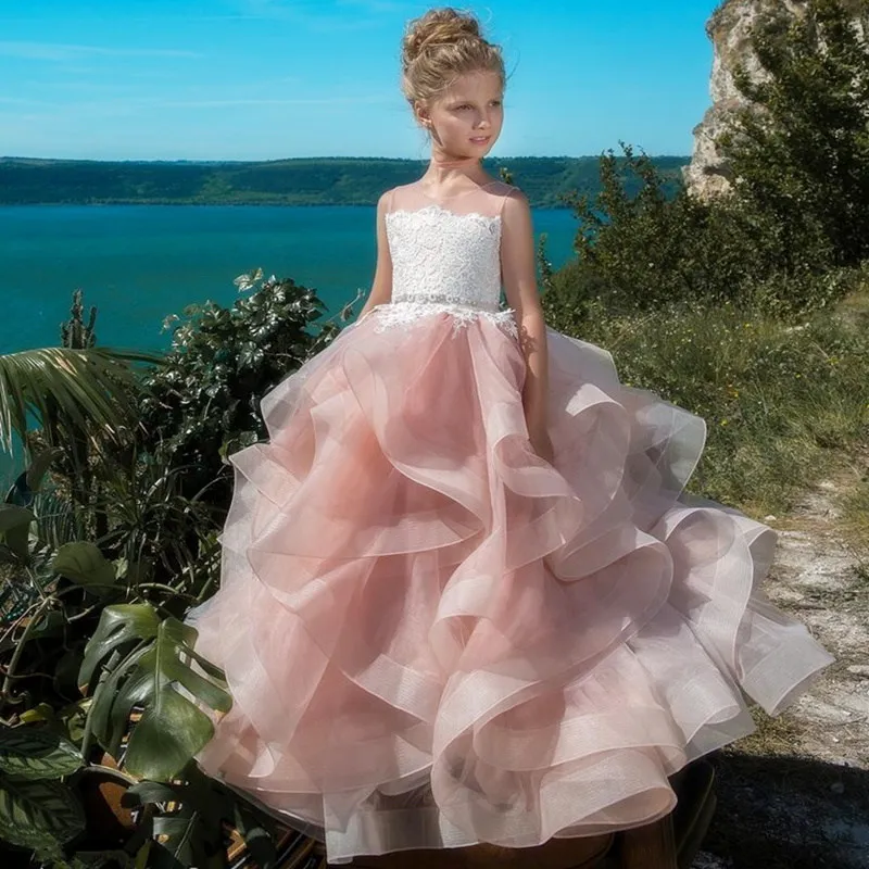 Picture style Элегантные Платья с цветочным узором для девочек кружевные тюлевые халаты без рукавов для свадьбы, Первое Святое Причастие, праздничные платья - Цвет: Picture style
