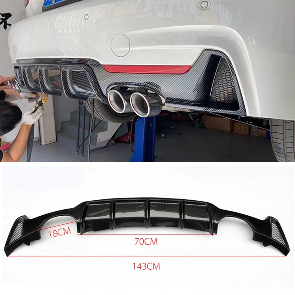 

Rear Bumper Diffuser Lip For BMW F32 435i M Sport F36 Tech Quad Out 2014-2018 Carbon Fiber Style Car Lower Exhaust Splitter Kit