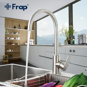 Смеситель из нержавеющей стали Frap F4048, современный кран для кухни, одна ручка, для горячей и холодной воды