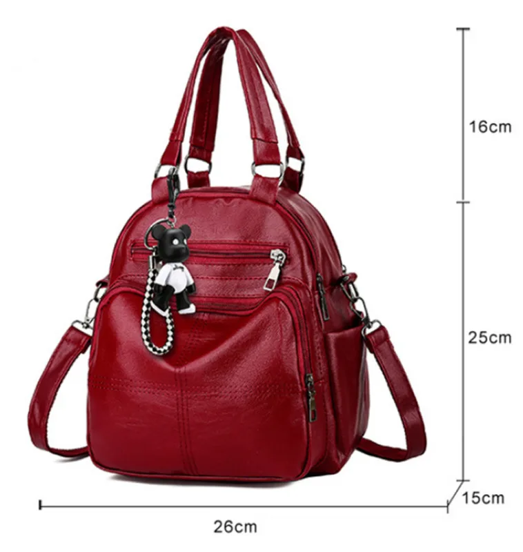 Local stock New Casual Womens Leather Backpack Anti-Theft Rucksack School Shoulder Bag Black Red | Багаж и сумки