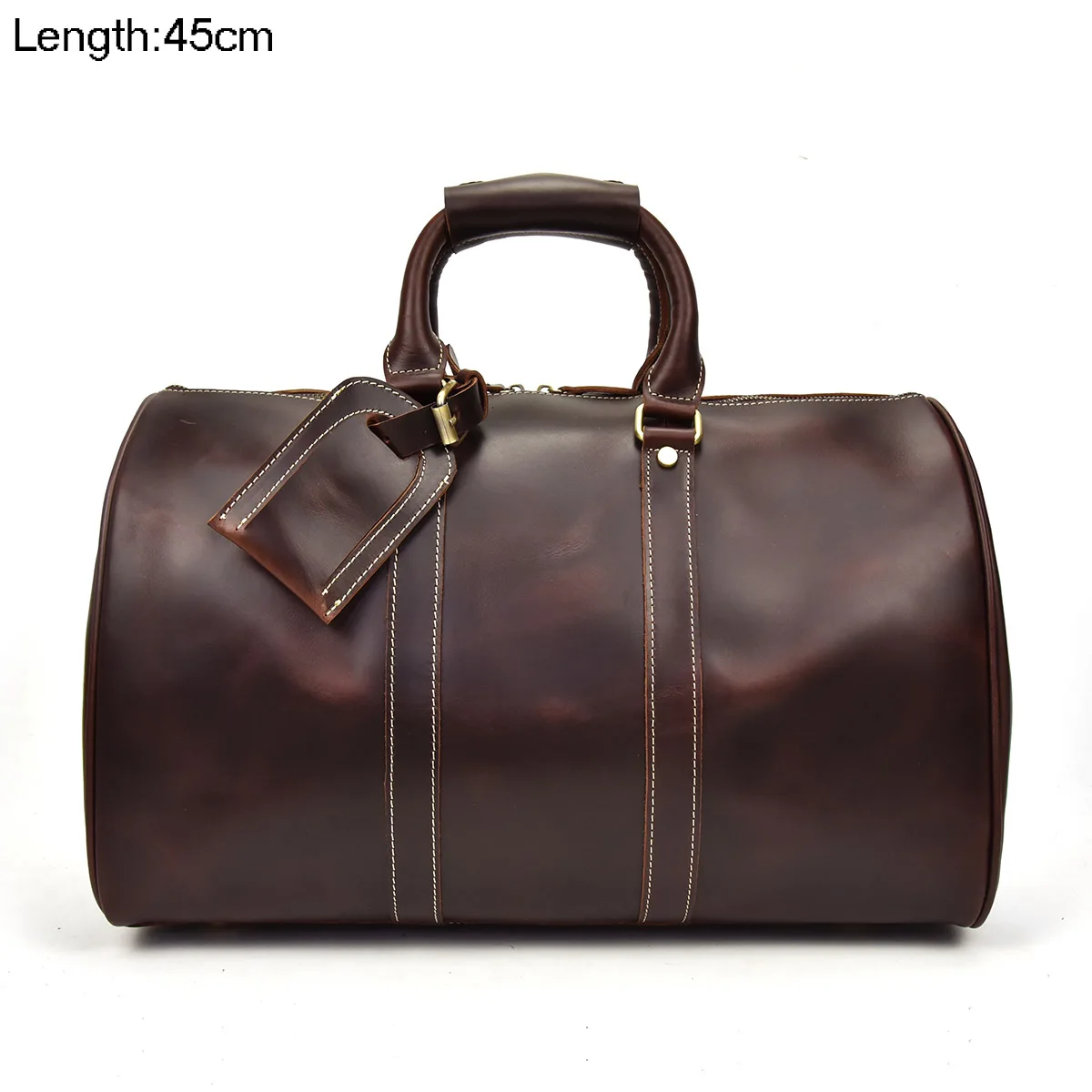 brown2 45CM Мужская винтажная дорожная сумка Crazy horse из кожи 18 дюймов, коричневая Дорожная сумка из натуральной кожи, прочная сумка для путешествий из коровьей кожи - Цвет: brown2 45CM