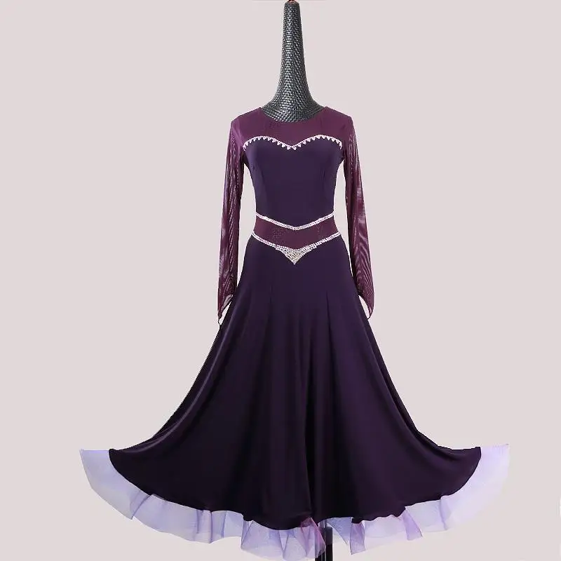 

Вальс платье Одежда для танцев костюмы для бальных танцев платье для фламенко фиолетовое бальное платье женские стандартные танцевальные ...
