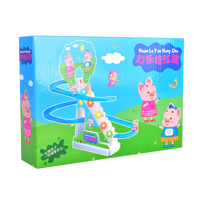 Cerdito autom&aacute;tico para subir escaleras, tobog&aacute;n luminoso Musical, pista el&eacute;ctrica, juguetes para ni&ntilde;os, regalo para ni&ntilde;os-4