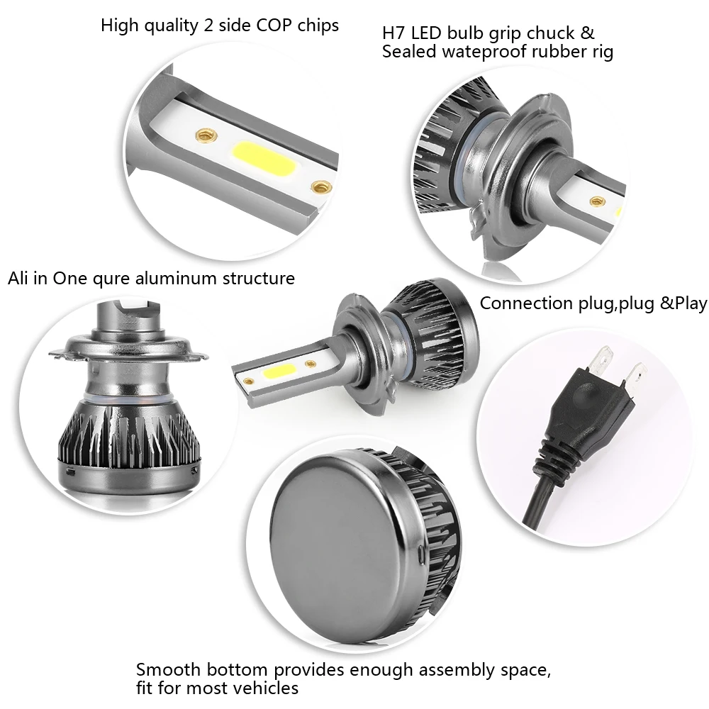 

Headlamp bulb for H1 H7 H8 H9 H11 H4 9005 HB3 9006hb4 80W 12000lm led Mini fog lamp 6000K 8000K 12000k 1 piece