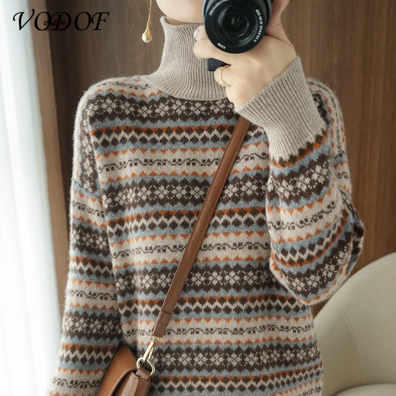 VODOF 2021 basic high-neck women's sweater autumn and winter tops Slim women's pullover knit sweater pullover soft and warm pull