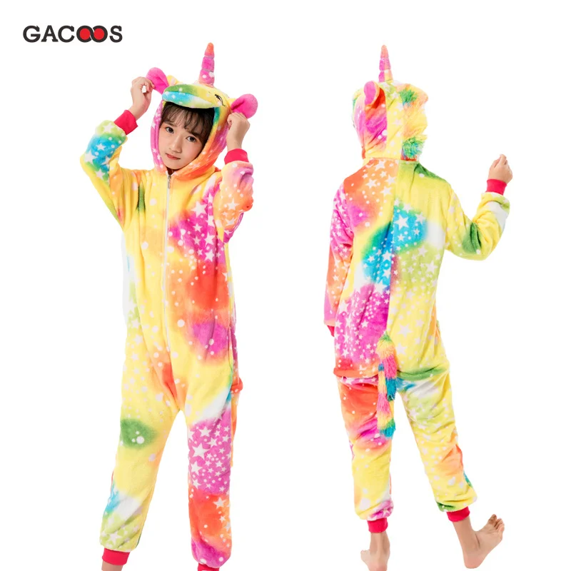 Детский Пижамный комбинезон Kegurumi зимний флисовый с единорогом Пижама для
