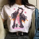 Модная футболка с изображением рассекающего демонов аниме, женские футболки с коротким рукавом, японские кавайные футболки с рисунком, женские топы унисекс, забавная футболка 2022