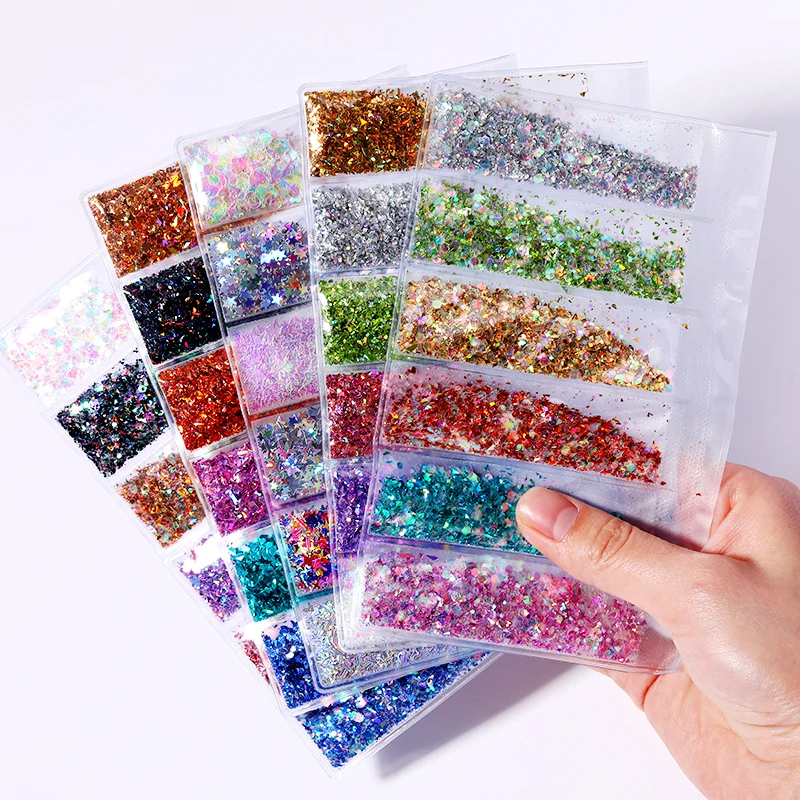 

PVC Glitter Dust Nail Sequins Holographics Powder Flakes Shining Irregular 3D Hexagon Colorful Sequins DIY Nail Art Decoration