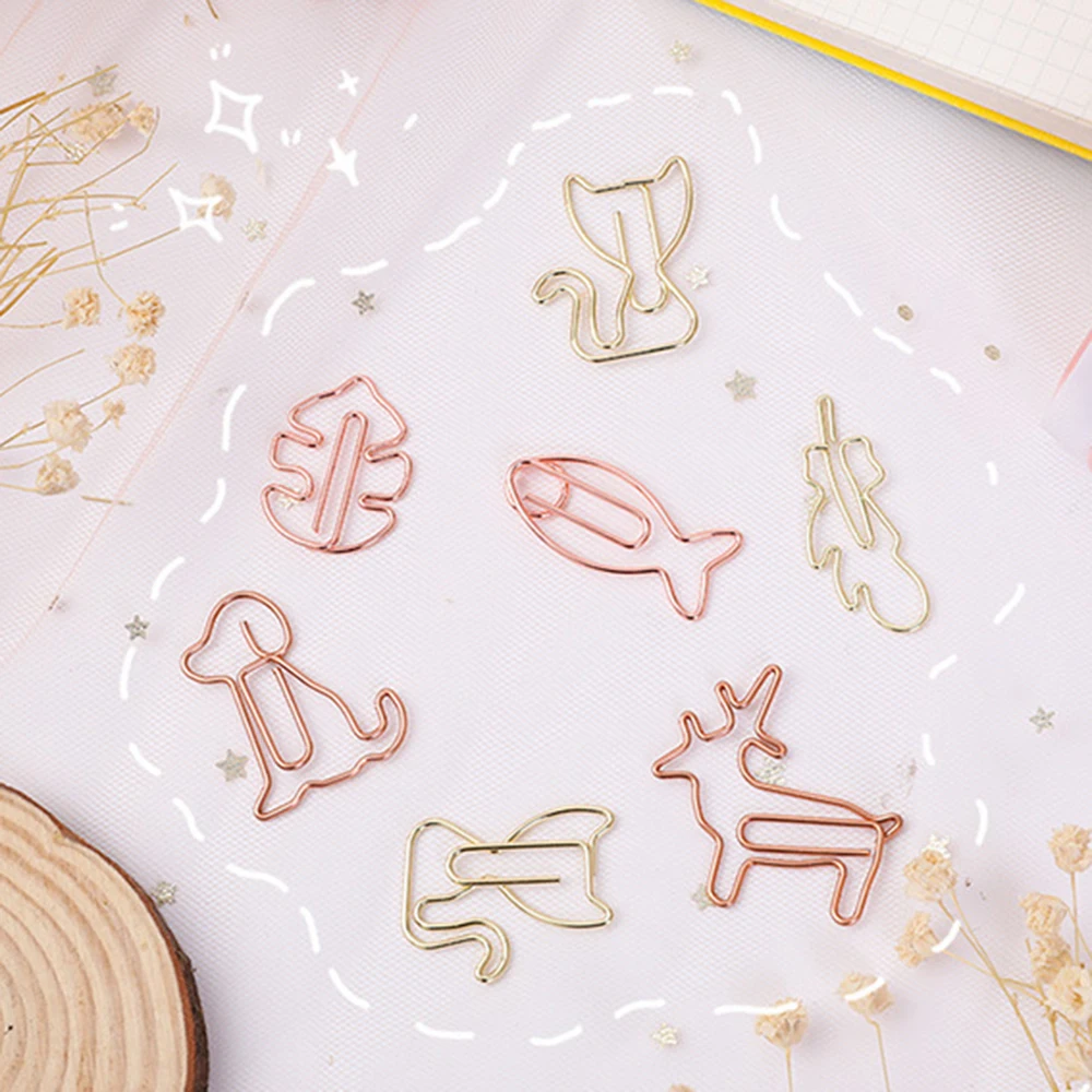 Набор из 8 милых золотых металлических скрепок с пустым игольчатым концом для закладок, документов, квитанций и записей в офисе.