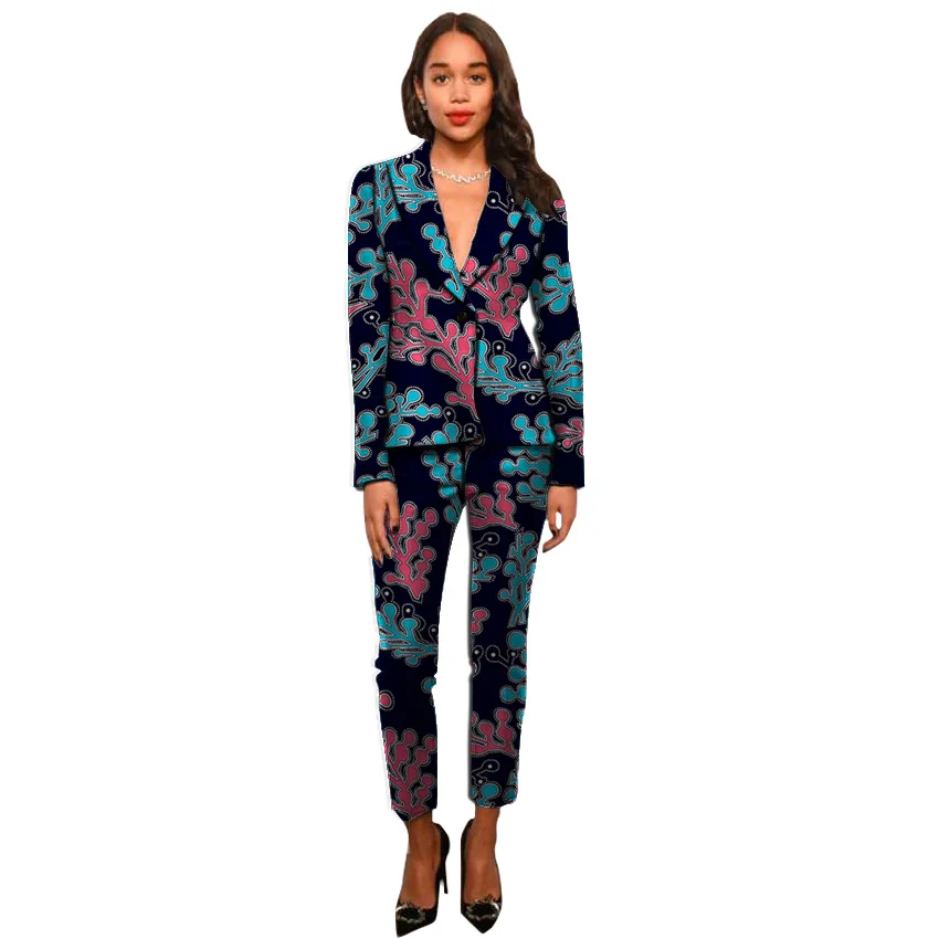 

Ankara suits fashion African print women blazers with trousers set clothing ladies pant suits custom dashiki suits for ladies