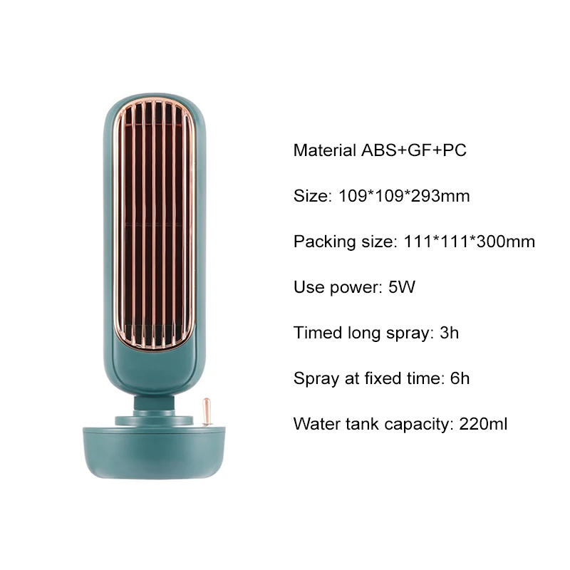 

2021 Humidification Tower Fan Silent Vertical Bladeless Large Wind Fan Home Office Desktop Retro Water-cooled Fan