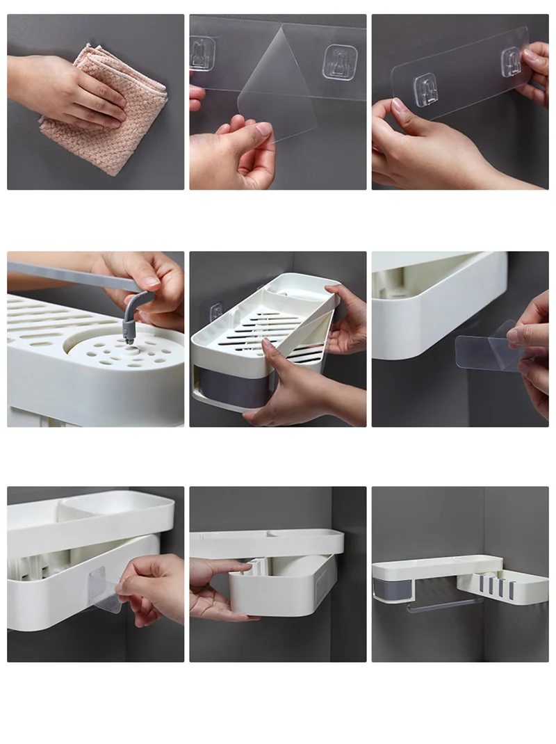Аксессуары для ванной комнаты угловая полка для душа бесшовный Поворотный штатив плавно крепится стойка для хранения держатель кухонный штатив настенный